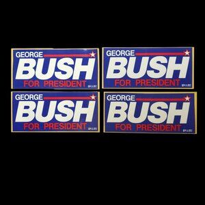 George Bush For President 1988 Presidential Campaign Bumper Sticker Lot Of 4 NOS
